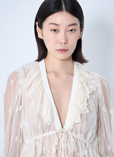 Embroidered Lace Ruffle Top Chloé Embroidered Lace Ruffle Top White chl0260040