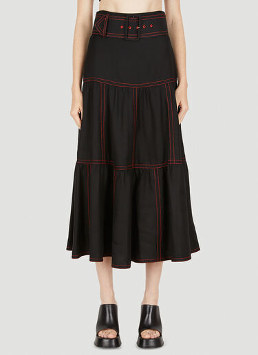 Gucci Tiered Mid Length Skirt Black guc0250053