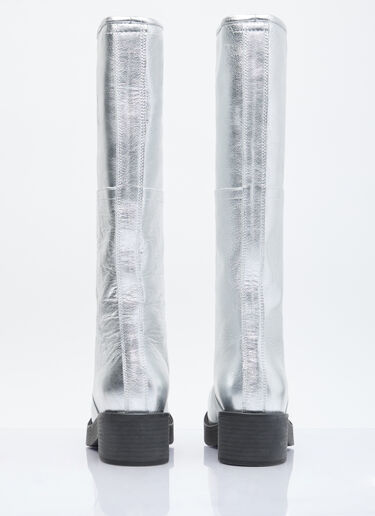 MM6 Maison Margiela ニーハイメタリックブーツ シルバー mmm0254016