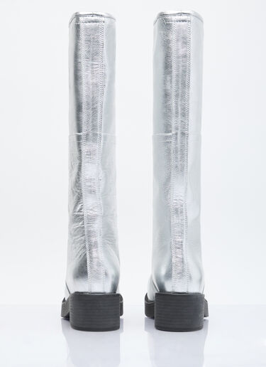 MM6 Maison Margiela Knee-High Metallic Boots Silver mmm0254016