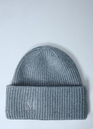 Max Mara Logo Motif Beanie Hat Light Grey max0262035