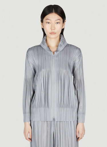 Pleats Please Issey Miyake Pleated Hooded Sweatshirt Grey plp0253011