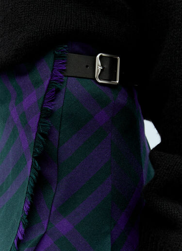 Burberry 格纹百褶中长半裙 紫色 bur0254007