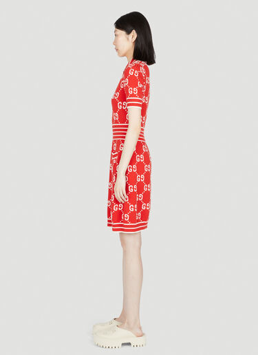 GG Jacquard Polo Dress Gucci GG Jacquard Polo Dress Red guc0253056