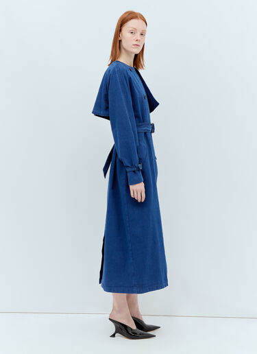 Max Mara Canvas Double-Breasted Trench Coat Blue max0256050