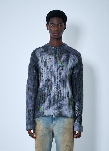 Acne Studios プリント入りジップアップセーター  ブラック acn0160003