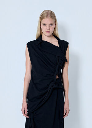 Yohji Yamamoto High Twisted French Terry Braided Top Black yoy0264007