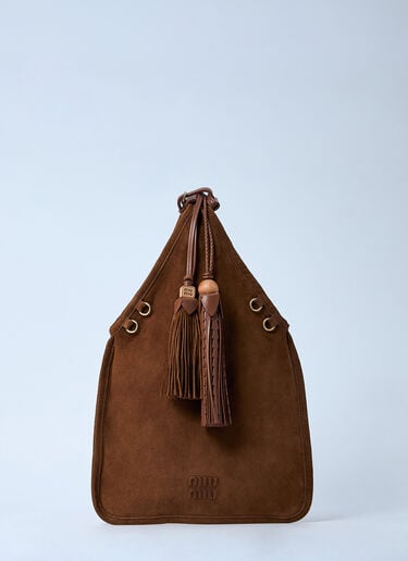 Suede Handbag With Tassels Miu Miu Suede Handbag With Tassels Brown miu0261020