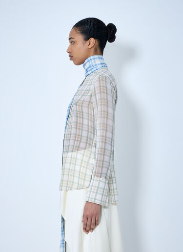 Acne Studios Plaid Sheer Button-Down Blouse White acn0264031