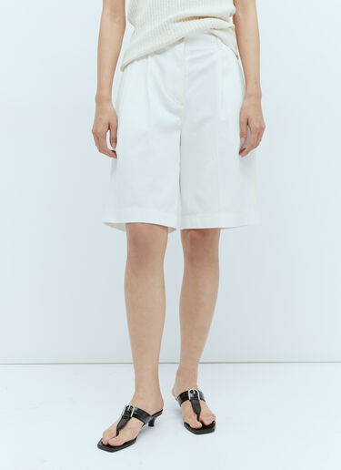 TOTEME Relaxed Twill Bermuda Shorts White tot0256006