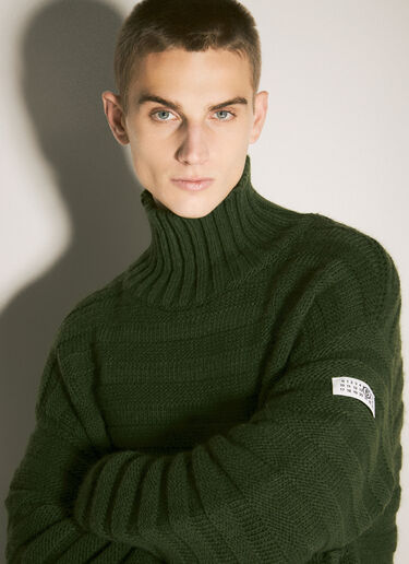 MM6 Maison Margiela Distressed Turtleneck Sweater Green mmm0157004