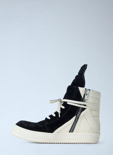 LN-CC® - Rick Owens: High-Top Suede Geobasket Sneakers - Black Rick Owens High-Top Suede Geobasket Sneakers Black ric0165014