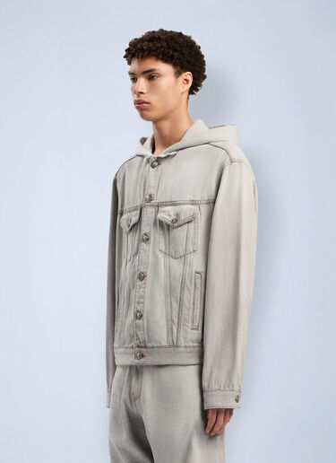 Curved Logo Denim Jacket Palm Angels Curved Logo Denim Jacket Light Grey pma0162100