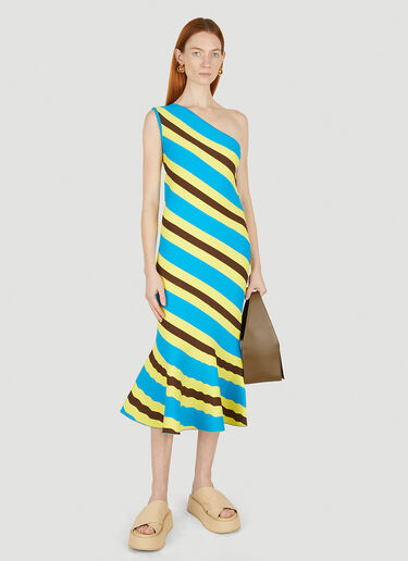 JW Anderson One-Shoulder Striped Midi Dress Blue jwa0247014