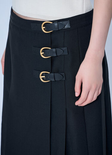 LN-CC® - Chloé: Virgin Wool Skirt with Buckles - Black Chloé Virgin Wool Skirt with Buckles Black chl0263021