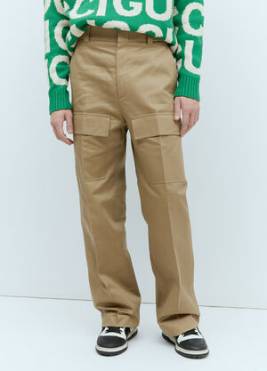 Gucci Wide-Leg Cotton Cargo Pants Beige guc0155038