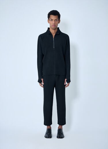 Homme Plissé Issey Miyake Pleated Half-Zip Pullover Sweater Black hmp0163004