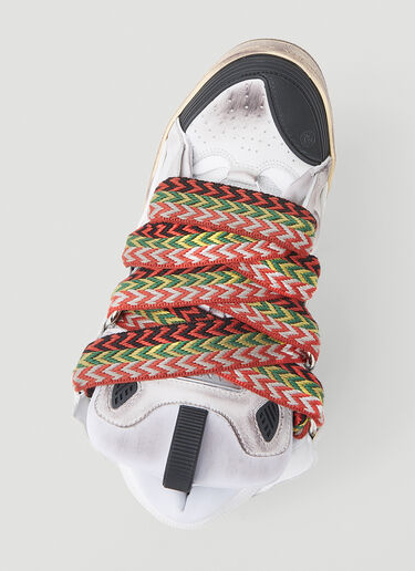 Lanvin Curb Leather and Glitter Sneakers White lnv0153014