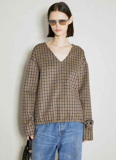 カシュゴラチェックトップ Prada カシュゴラチェックトップ ブラウン pra0254018