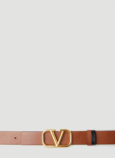 Valentino 徽标铭牌双面腰带 棕 val0148030