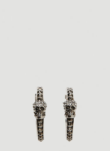 Alexander McQueen Pave Skull Hoop Earrings Silver amq0249094