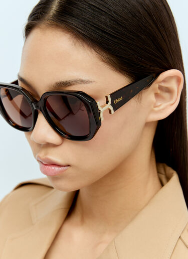 Chloé Marcie 矩形太阳镜  棕 cls0255005