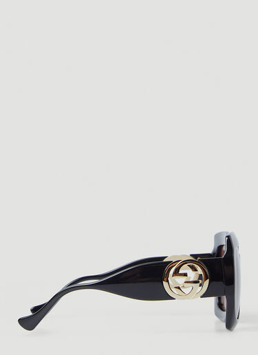 Gucci Rectangular Frame Chained Sunglasses Black guc0245256