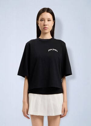 Palm Angels Mini Curved Logo Boxy T-Shirt Black pma0264195