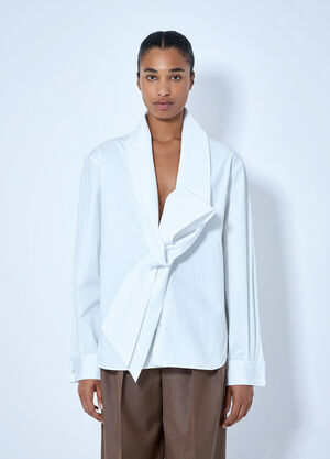 Saint Laurent Lavallière Shirt in Cotton Poplin White sla0264047