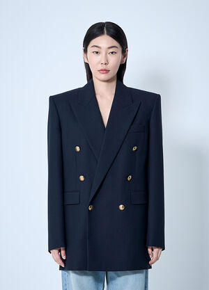 Saint Laurent Wool Chiné Blazer Blue sla0260071