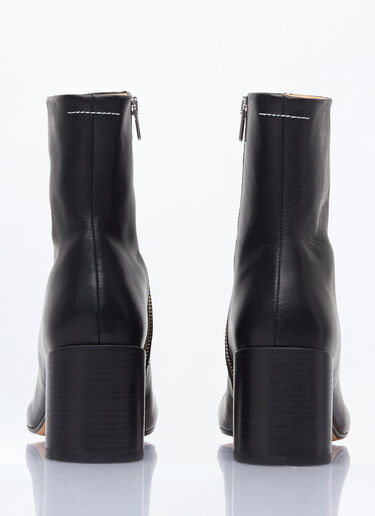 MM6 Maison Margiela Stitch-Out Leather Ankle Boots Black mmm0257011