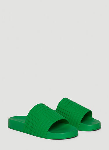 Bottega Veneta Embossed Rubber Slides Green bov0248044