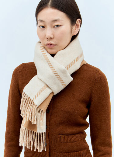 Prada Logo Jacquard Wool Scarf Beige pra0258071