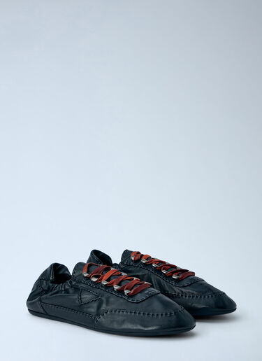 LN-CC® - Prada: Collapse Antiqued Nappa Leather Sneakers - Black Prada Collapse Antiqued Nappa Leather Sneakers Black pra0166220