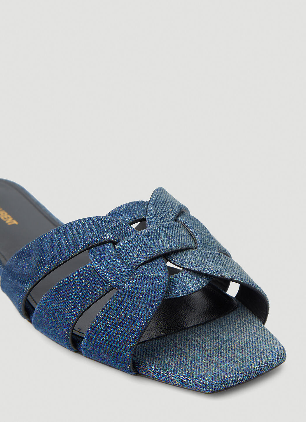 Saint Laurent Tribute Denim Sandals in Blue LN CC