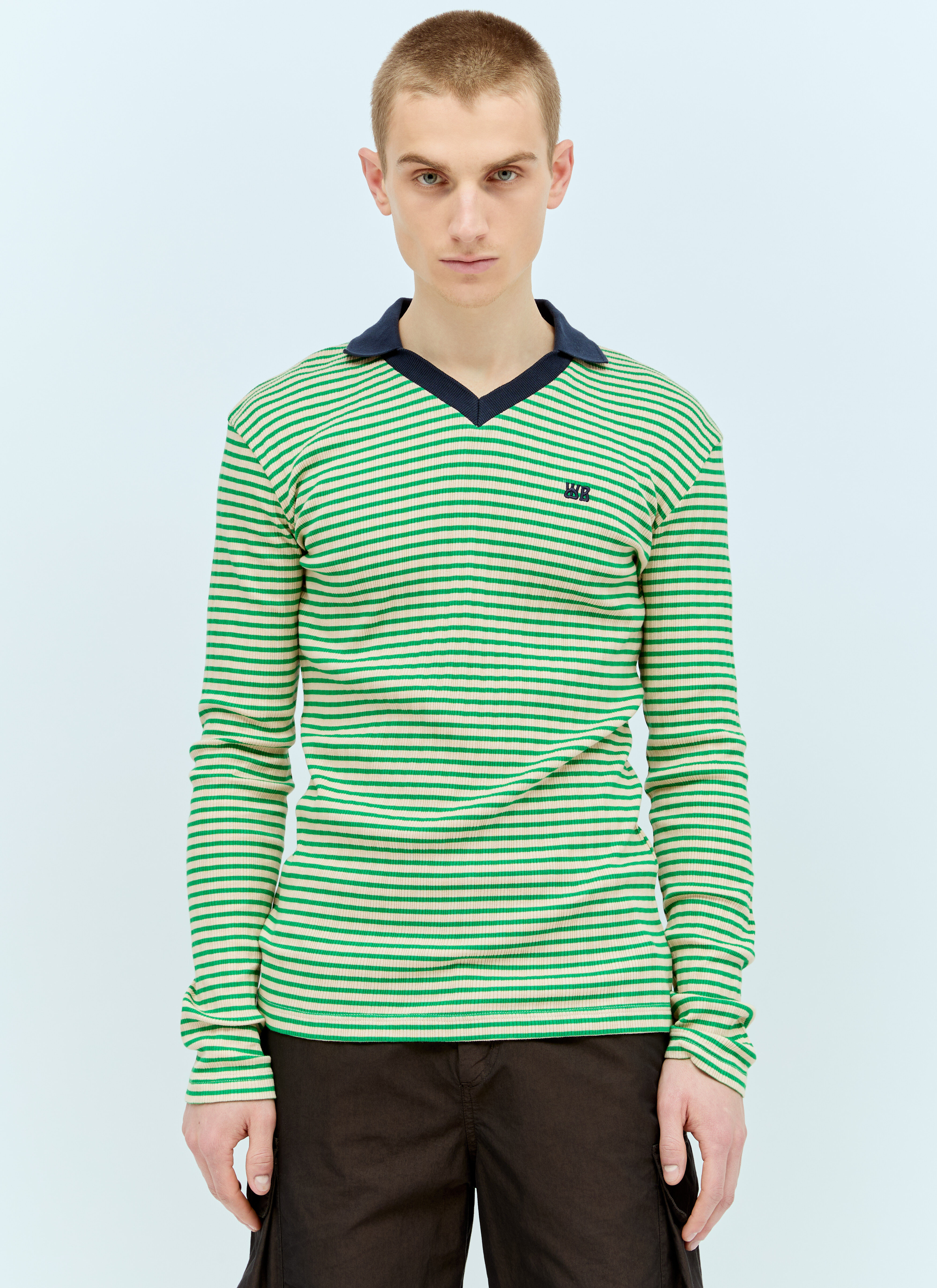 Wales Bonner Sonic Polo Shirt Green wbn0156005