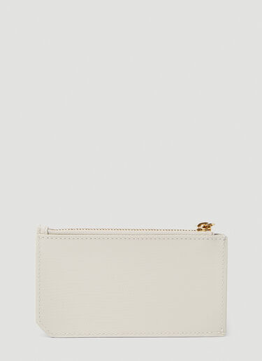 Saint Laurent Painted Zip Top Card Holder White sla0251066
