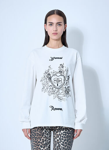 GANNI Logo Motif T-Shirt White gan0260004