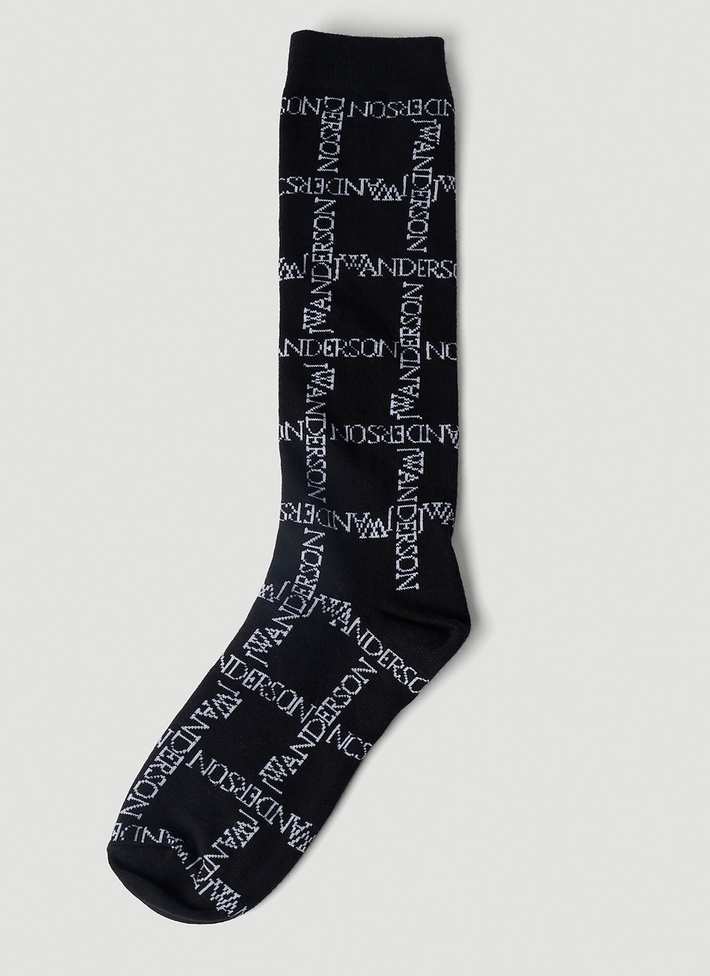 Shop Jw Anderson Logo Grid Long Socks In Black