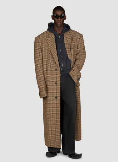 Balenciaga Oversized Houndstooth Coat Brown bal0155023