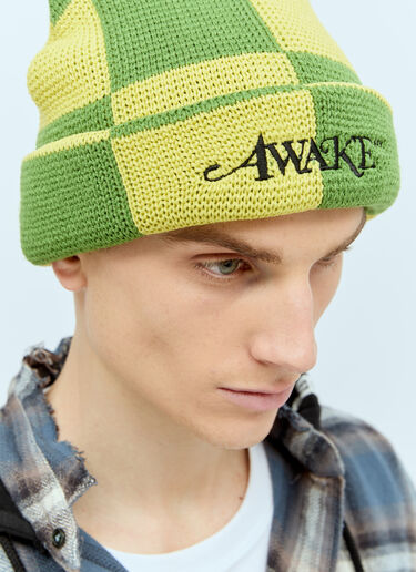 Awake NY Checkerboard Beanie Hat Yellow awk0154018