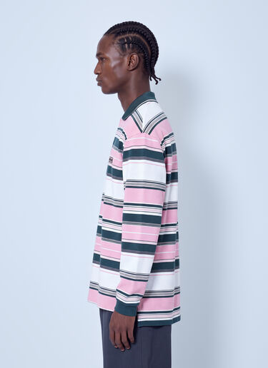 LN-CC® - Lacoste: Runway Loose Fit Striped Piqué Polo Shirt - Pink Lacoste Runway Loose Fit Striped Piqué Polo Shirt Pink lac0366001