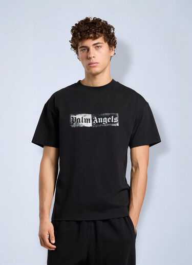 LN-CC® - Palm Angels: Stamp Logo Regular T-Shirt - Black Palm Angels Stamp Logo Regular T-Shirt Black pma0166264