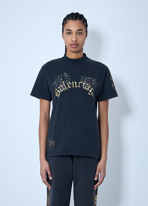 Balenciaga Tacky Tattoo Logo Motif T-Shirt Blue bal0259062