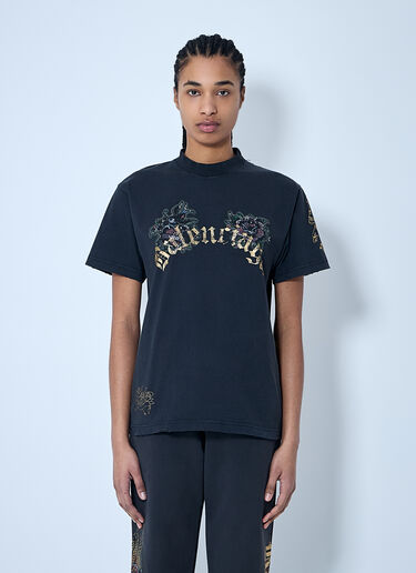 Balenciaga Tacky Tattoo Logo Motif T-Shirt Black bal0259049