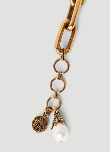Alexander McQueen Faux-Pearl Skull Chain Bracelet Gold amq0245057