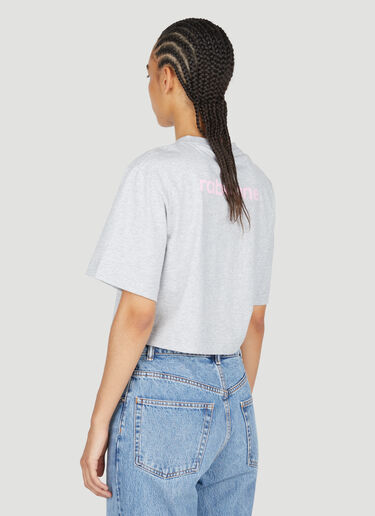 Rabanne Logo Print Cropped T-Shirt Grey pac0253015