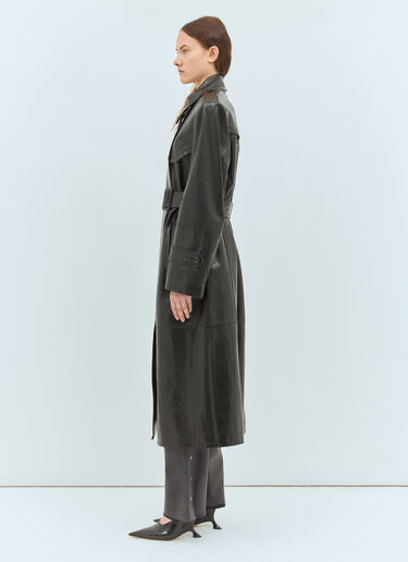 Sportmax Nappa Leather Trench Coat Black spx0258015
