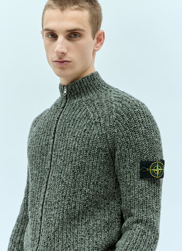 Stone Island Zip-Up Knit Sweatshirt Green sto0156088