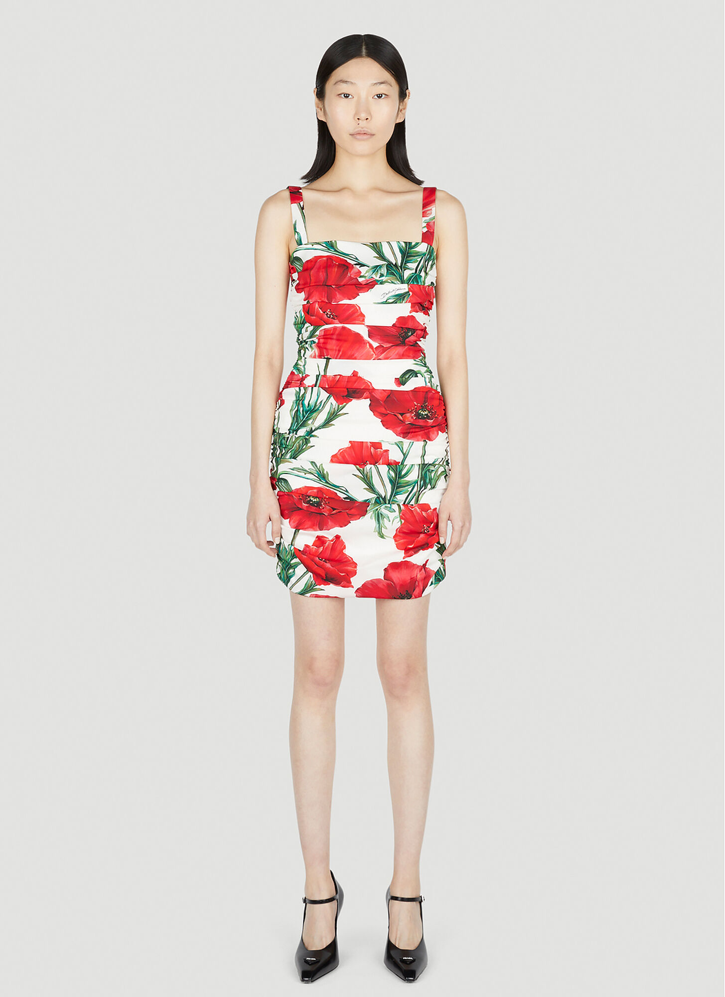 Shop Dolce & Gabbana Poppy Print Dress In Red